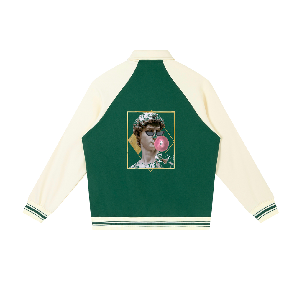 Contrast Raglan Sleeve Baseball Jacket