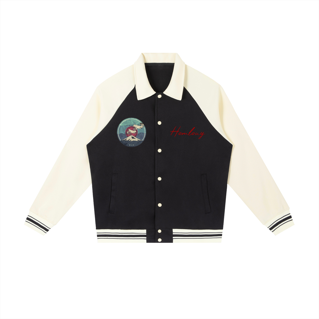 Contrast Raglan Sleeve Baseball Jacket