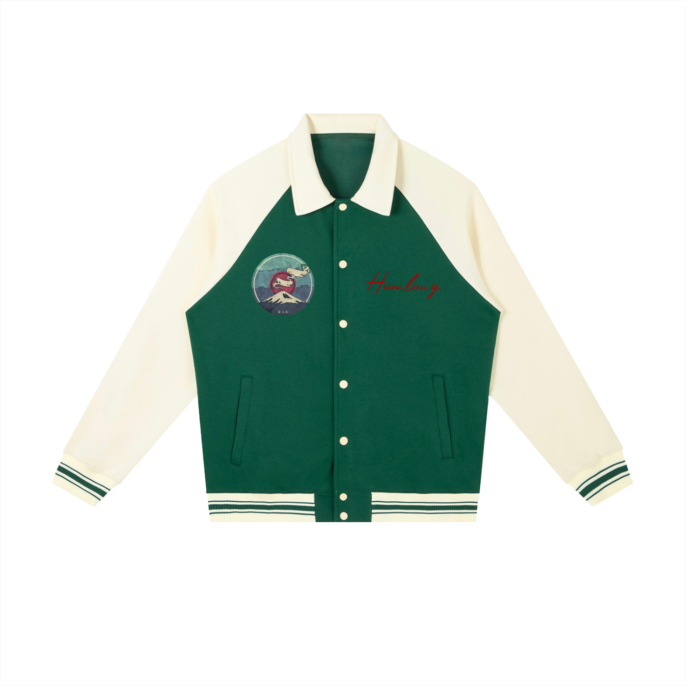 Contrast Raglan Sleeve Baseball Jacket