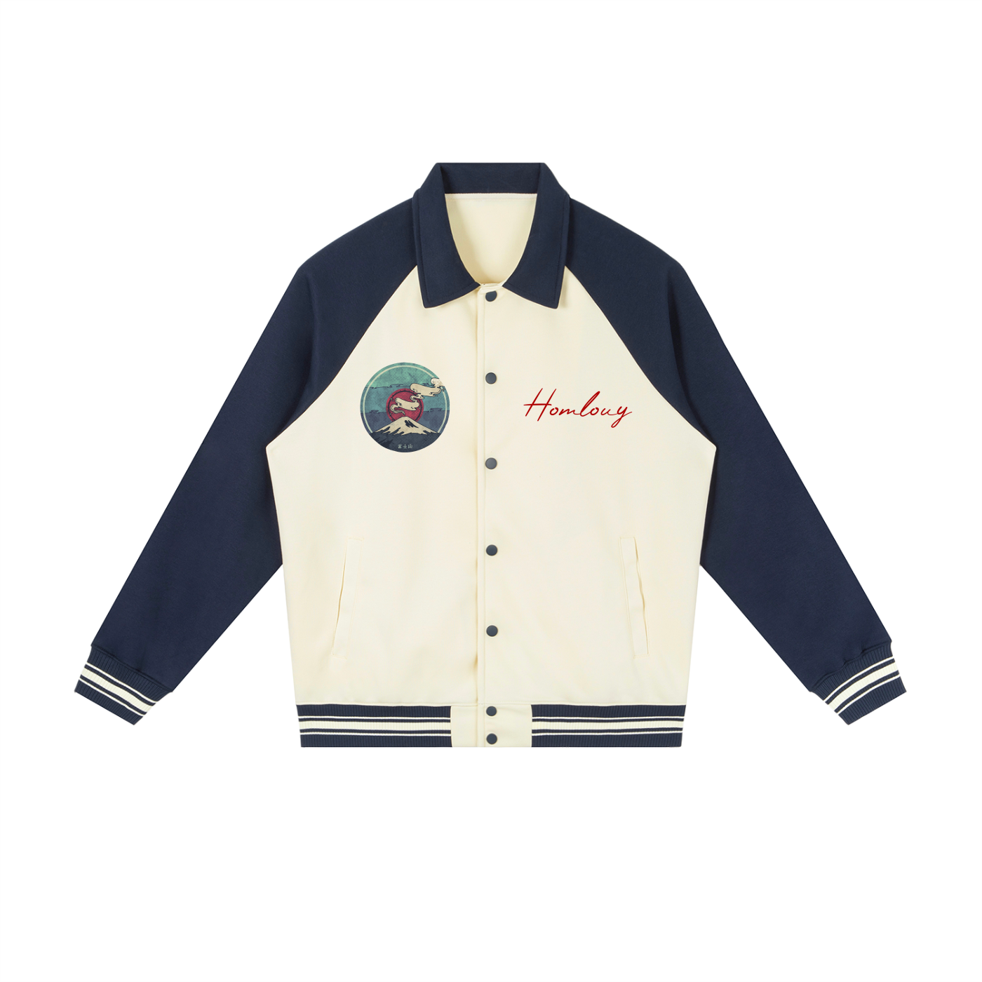 Contrast Raglan Sleeve Baseball Jacket