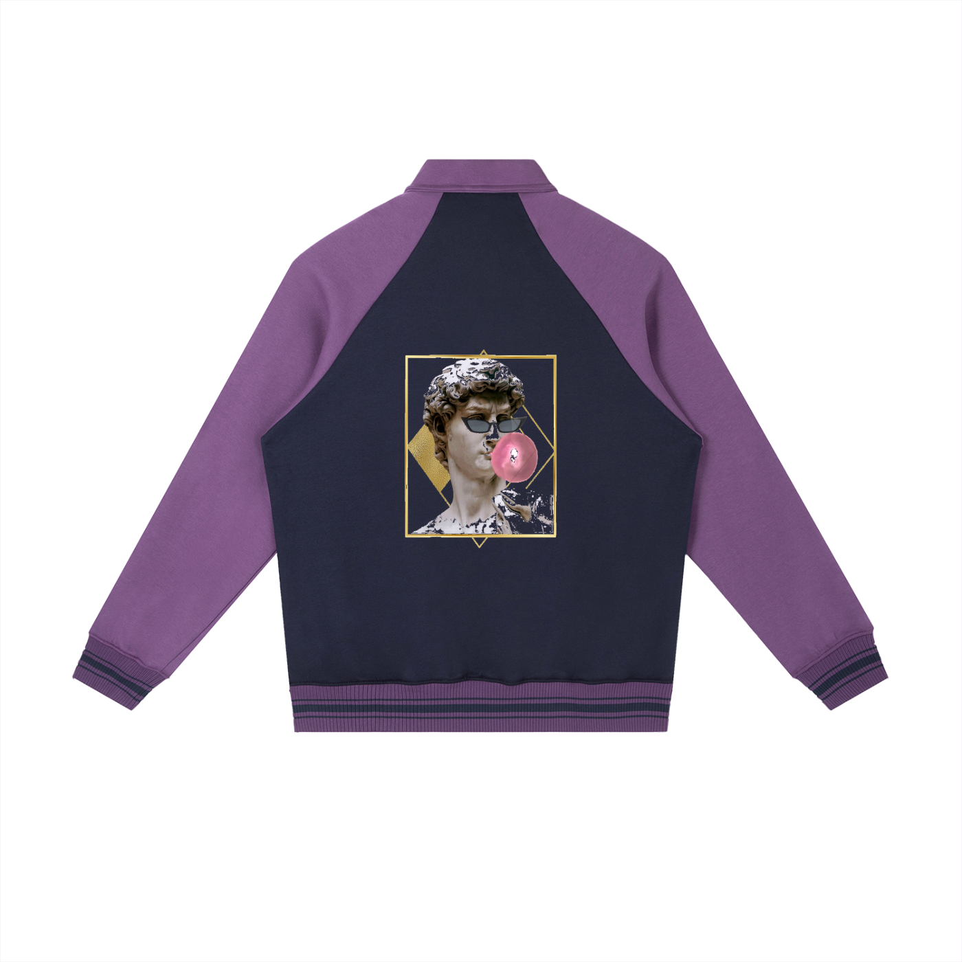 Contrast Raglan Sleeve Baseball Jacket