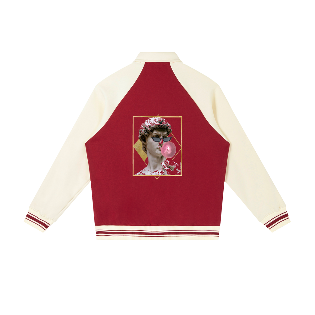 Contrast Raglan Sleeve Baseball Jacket
