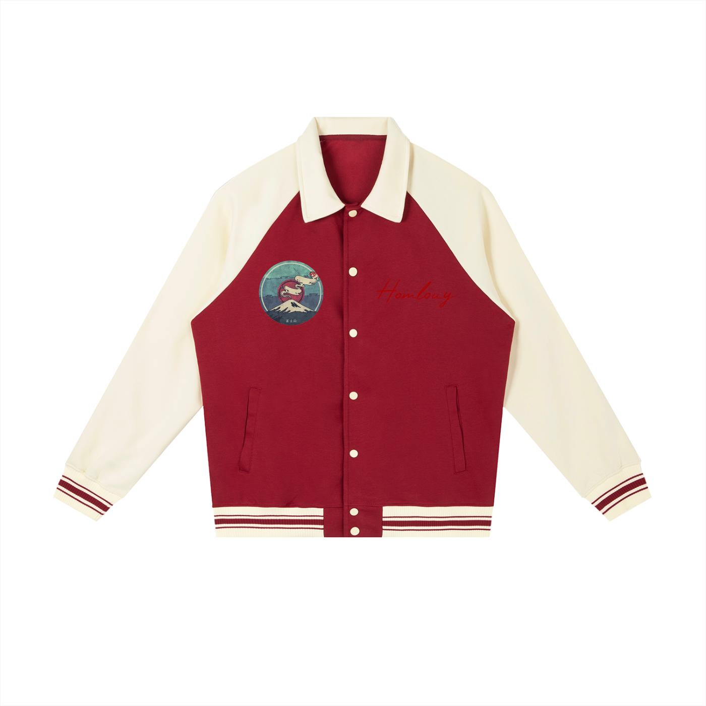 Contrast Raglan Sleeve Baseball Jacket