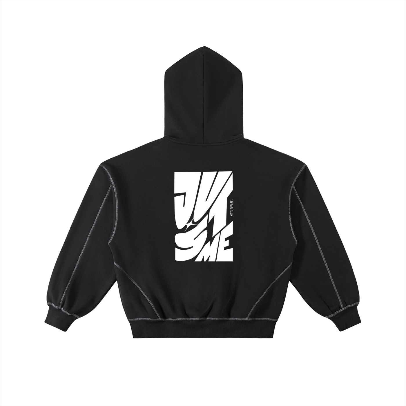 Contrast-Stitched Boxy Fleece Zip Hoodie