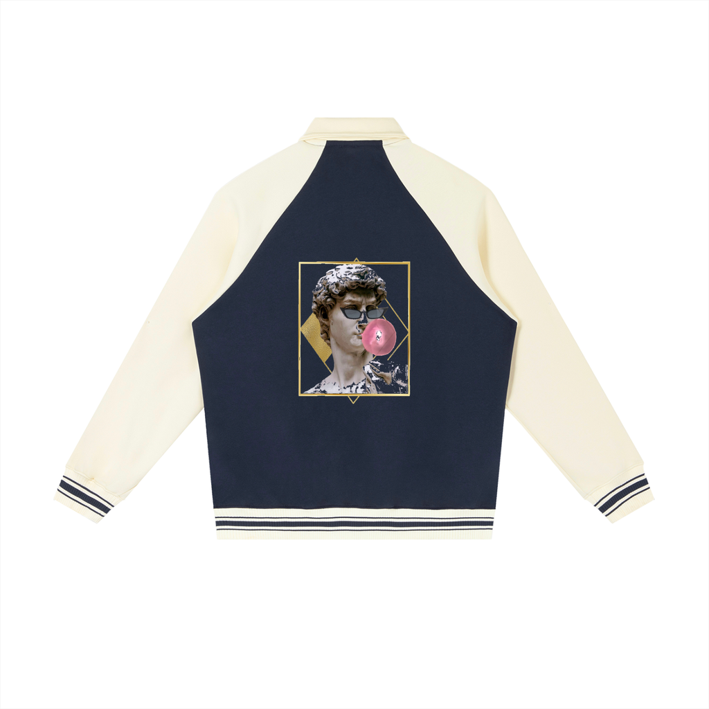 Contrast Raglan Sleeve Baseball Jacket