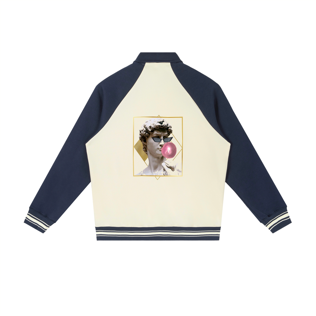Contrast Raglan Sleeve Baseball Jacket